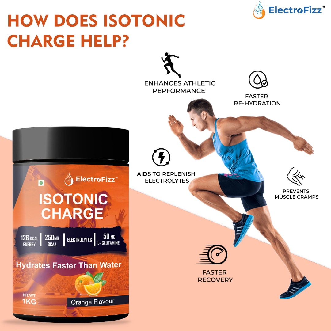 ElectroFizz Isotonic Energy Drink Powder For Endurance Sports & Fitness Activities, 1 Kg Jar -Orange